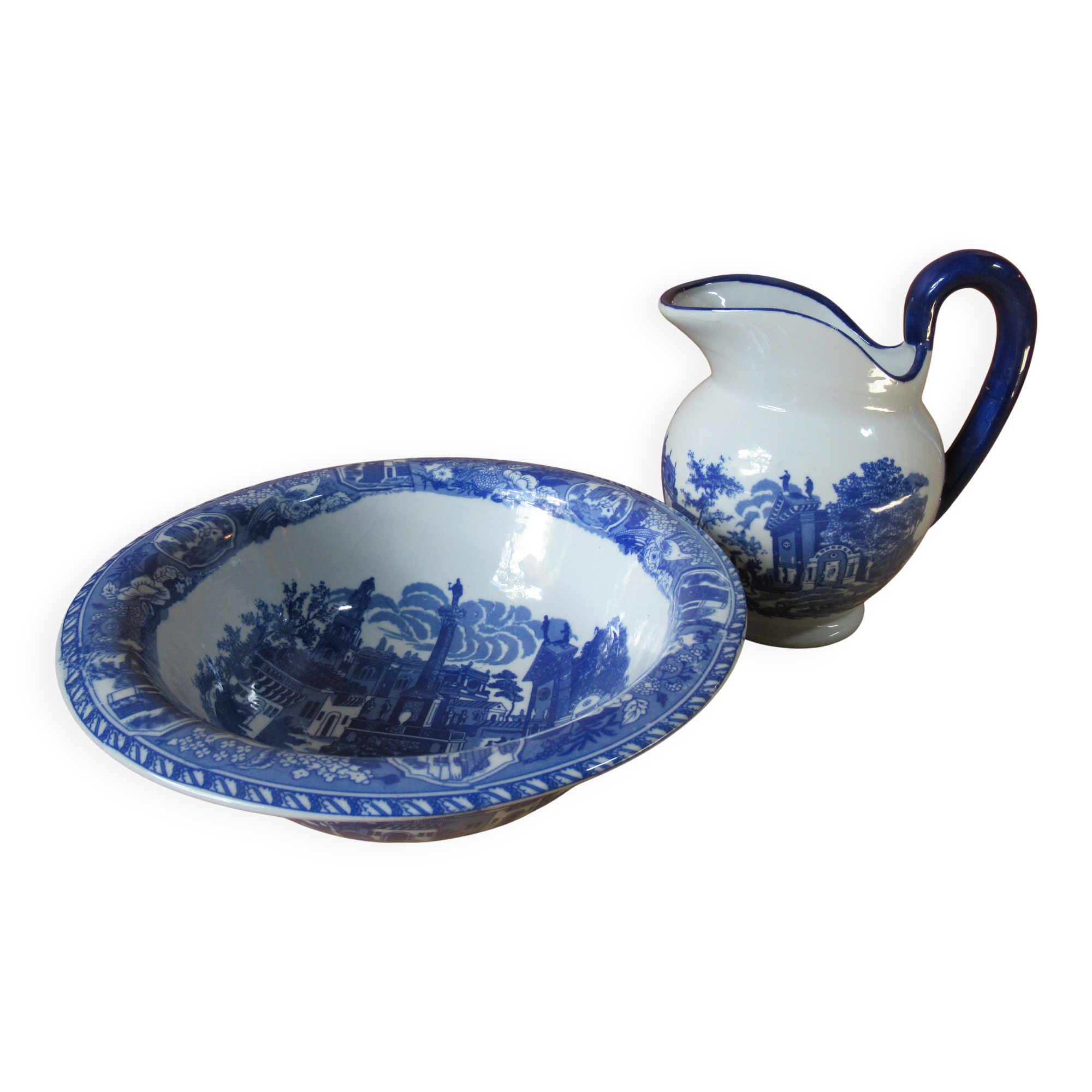 Vasque & broc faïence victoria ware ironstone début xxème