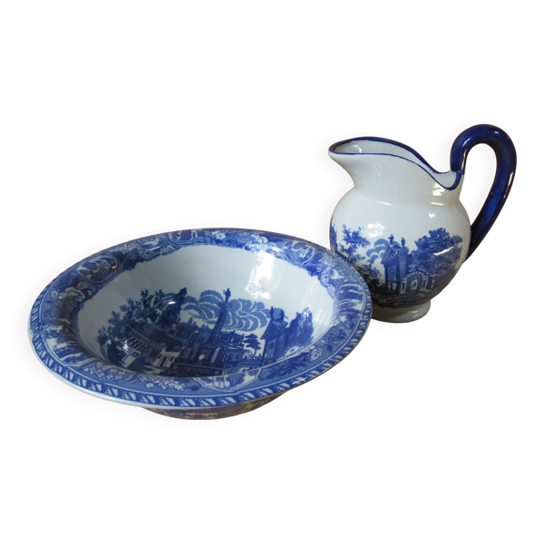 Vasque & broc faïence victoria ware ironstone début xxème