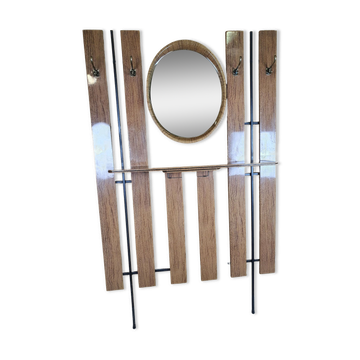 Wall coat hanger with mirror, 50s