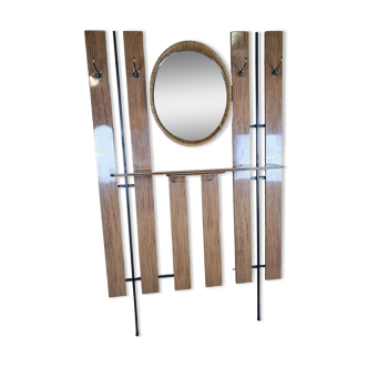 Wall coat hanger with mirror, 50s