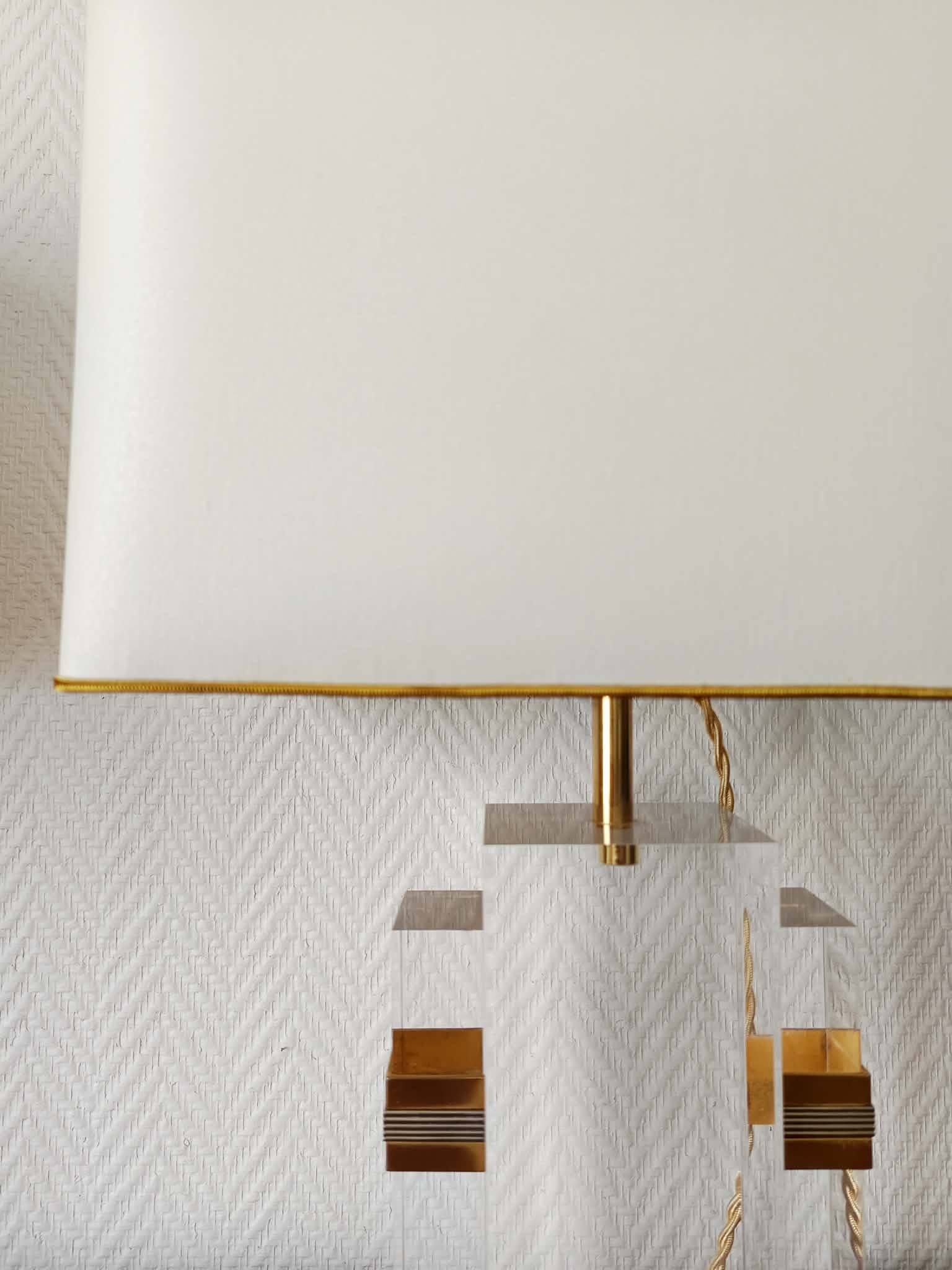 Pair of plexiglass lamps Hollywood Regency 1970