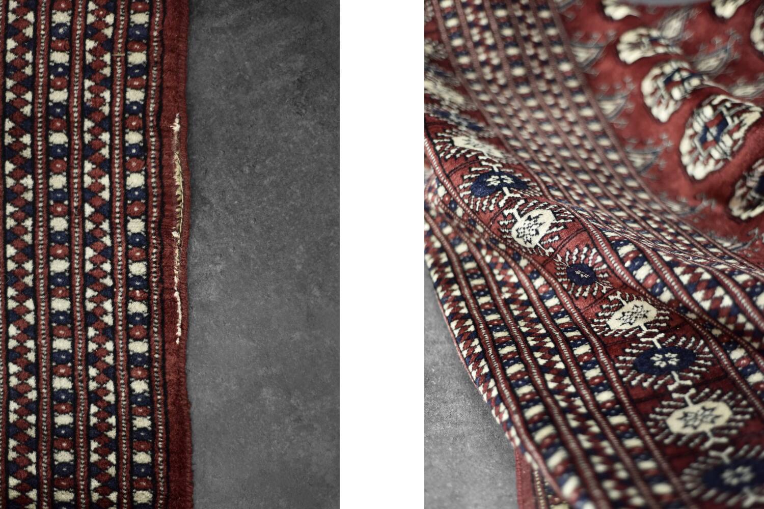 Handwoven red Boukhara oriental rug, 1960s