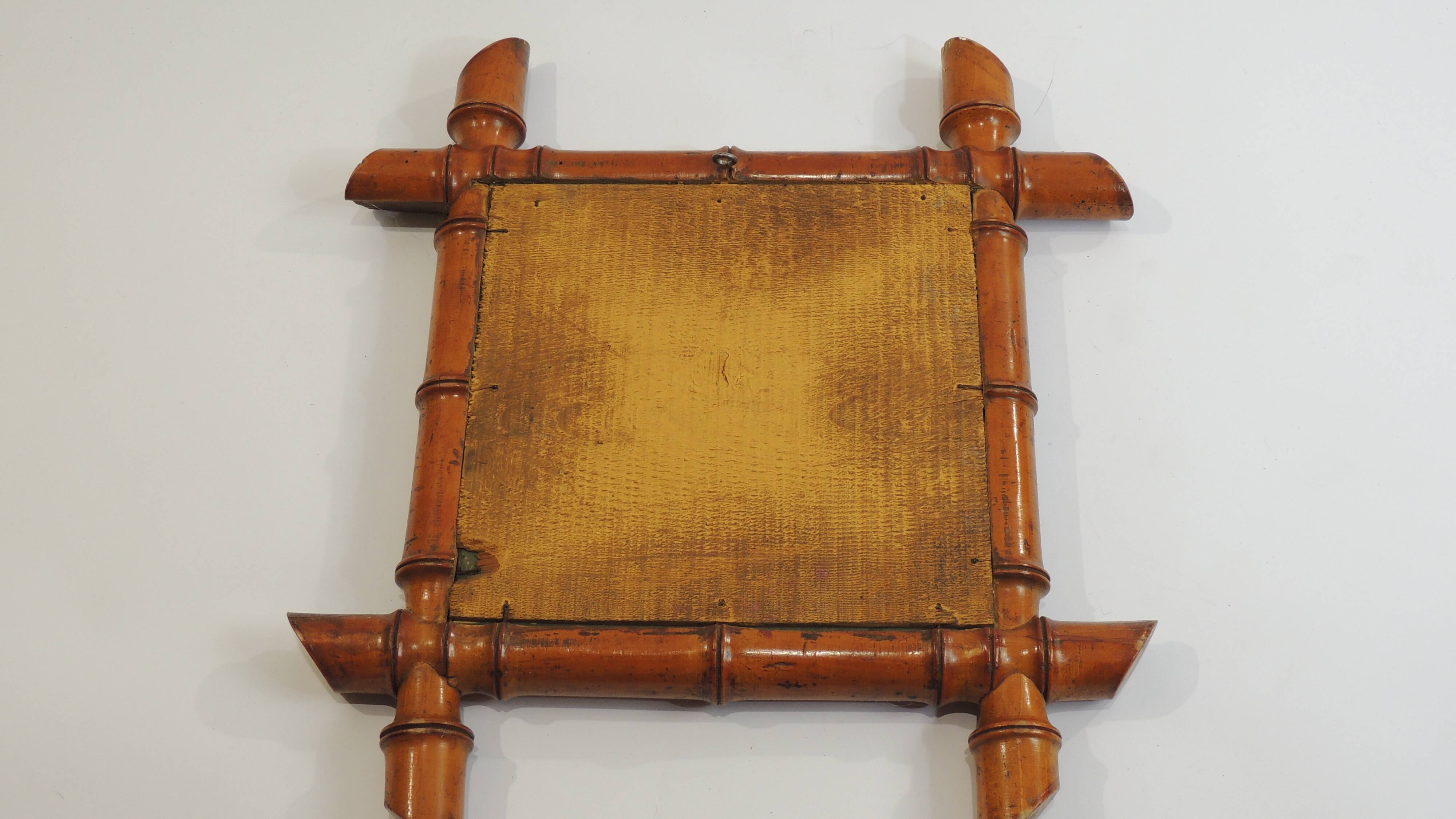 Antique mercury mirror in turned bamboo-style wood – Rare 19th century piece