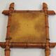 Miroir ancien au mercure et bois tourné imitant le bambou, XIXe s