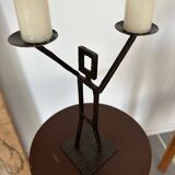 Vintage wrought iron anthropomorphic candle holder