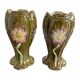 Vases en barbotine, paire, Art Nouveau, faïencerie DE BRUYN, signés, numéro