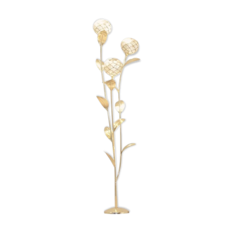Floor lamp floral brass & Pearl, 1970 s