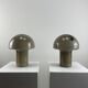 Pair of LIDO mushroom table lamps in brown glass by Peill and Putzler, 1970.