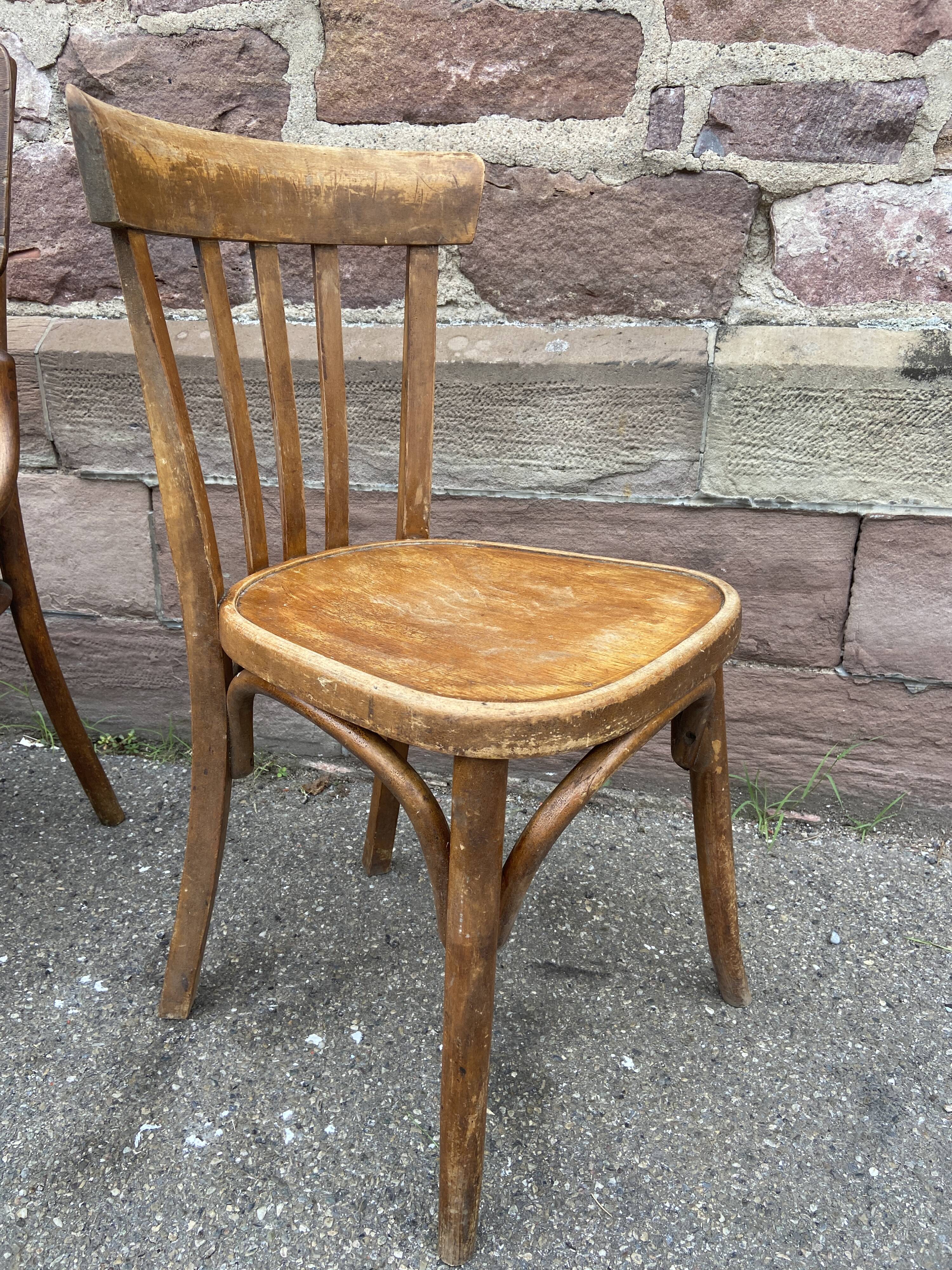 4 Mismatched bistro chairs curved wood Brasserie