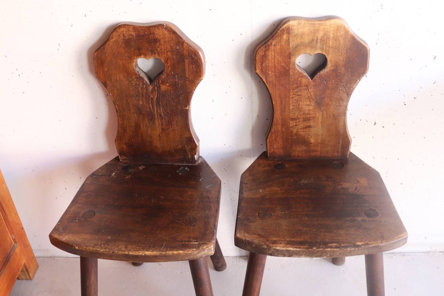 Pair of antique Alsatian wooden chairs