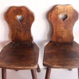 Pair of antique Alsatian wooden chairs