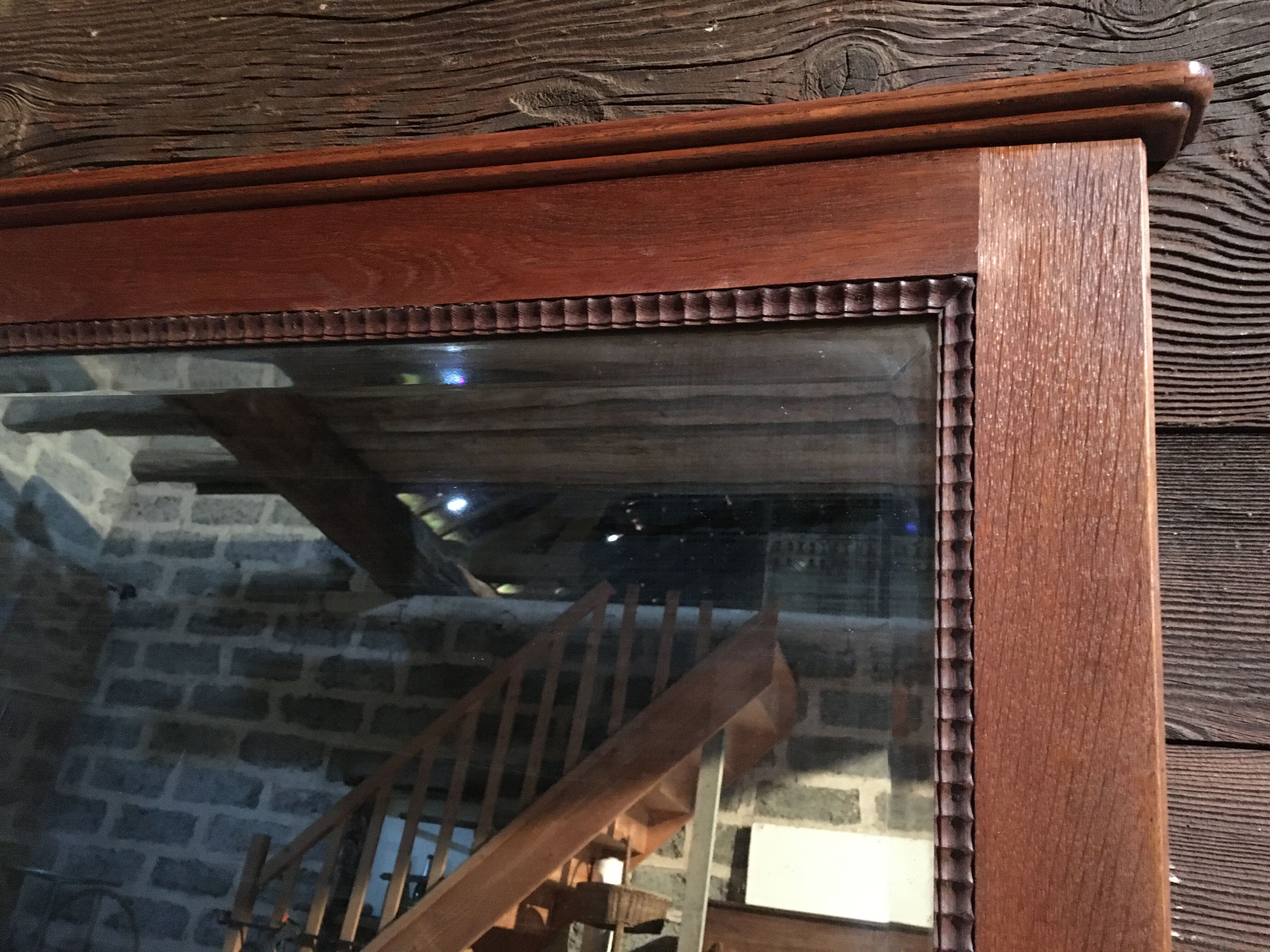 Bevelled oak mirror 154x79cm