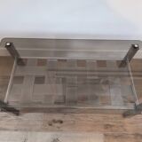 Smoked glass coffee table with vintage chrome legs