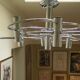 Sciolari chrome metal ceiling light with 8 light sources.
