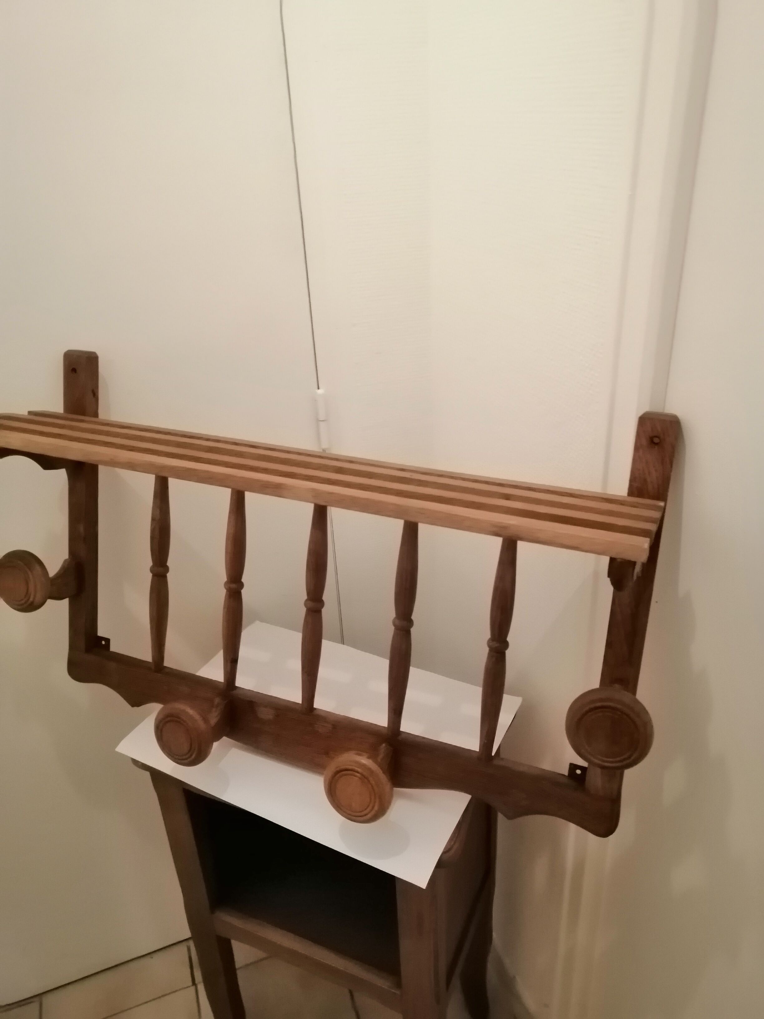 Rustic wooden wall coat rack