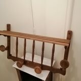 Rustic wooden wall coat rack