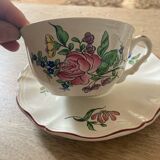 Two luneville cups with saucer