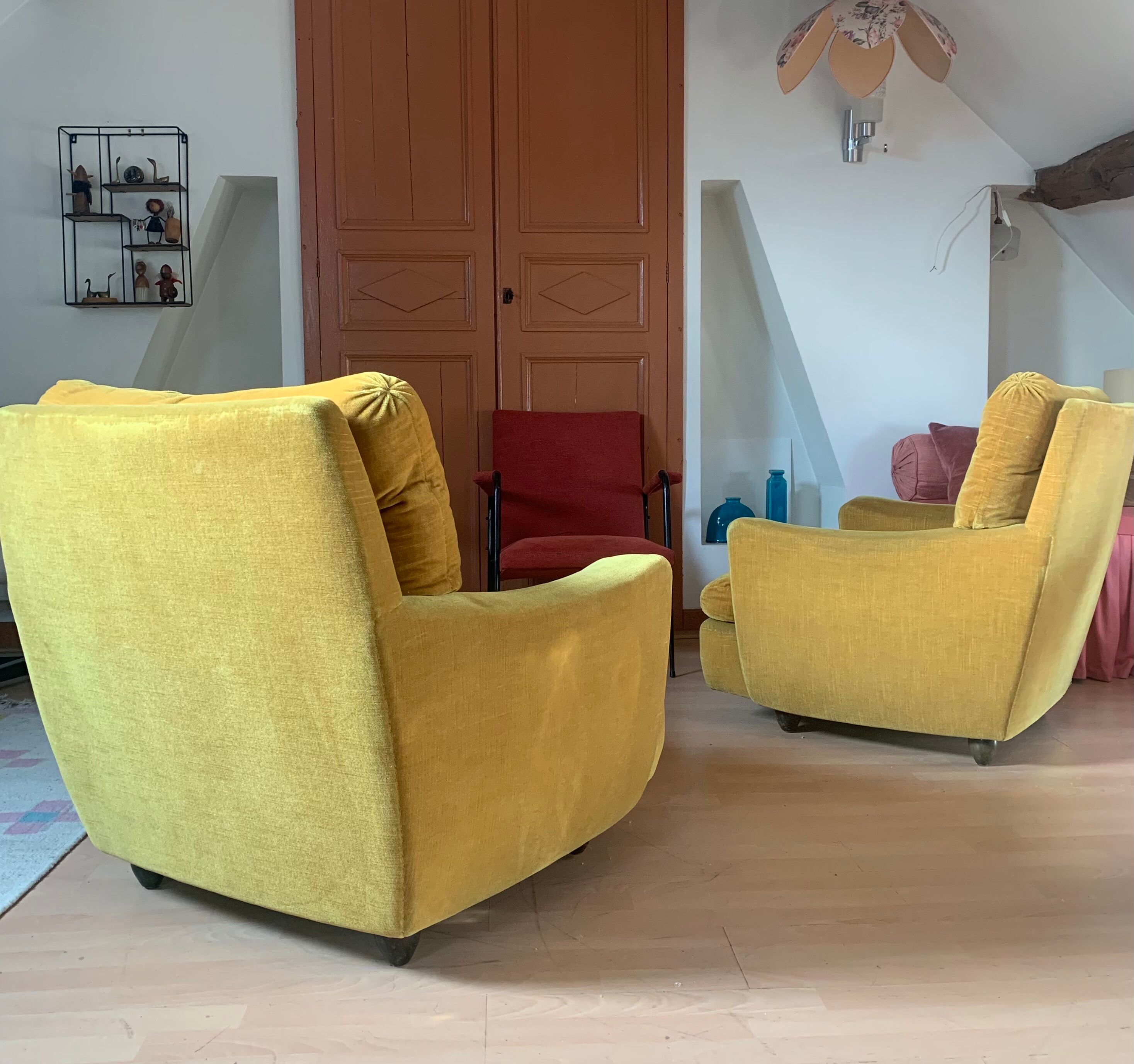 Pair of vintage mustard yellow armchair