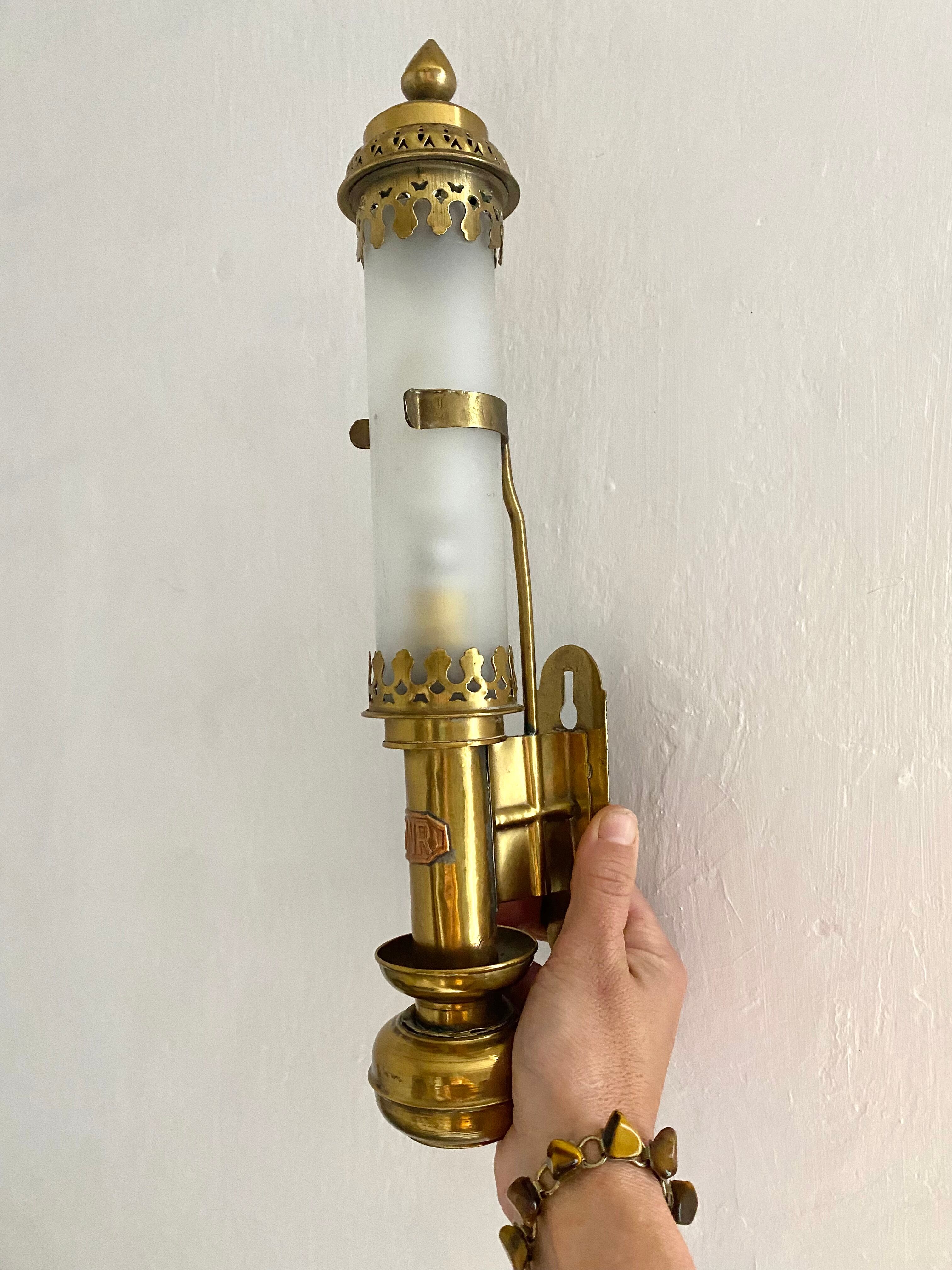 Antique brass train wall lamp