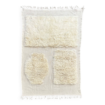 Moroccan Beni Ouarain rug in ecru wool