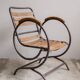 Industrial metal and wood chairs, 1950s style.