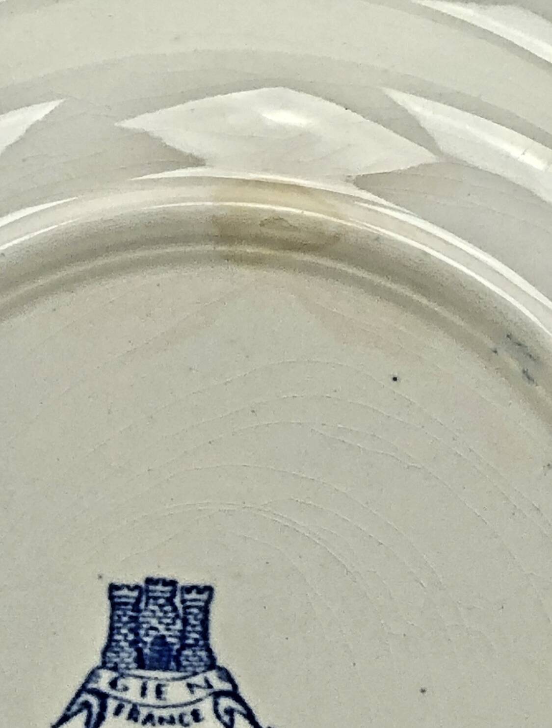 3 deep plates Gien peonies and rooster 1938/1960