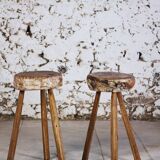 Brutalist bar stool in elm wood