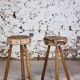 Brutalist bar stool in elm wood