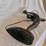 Large lamp, woman with ball, yoga, art deco style, 1980