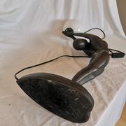 Large lamp, woman with ball, yoga, art deco style, 1980