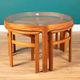 Retro Teak 1960s Nathan Trinity Nest Of Tables Teak & Glass Four Tables