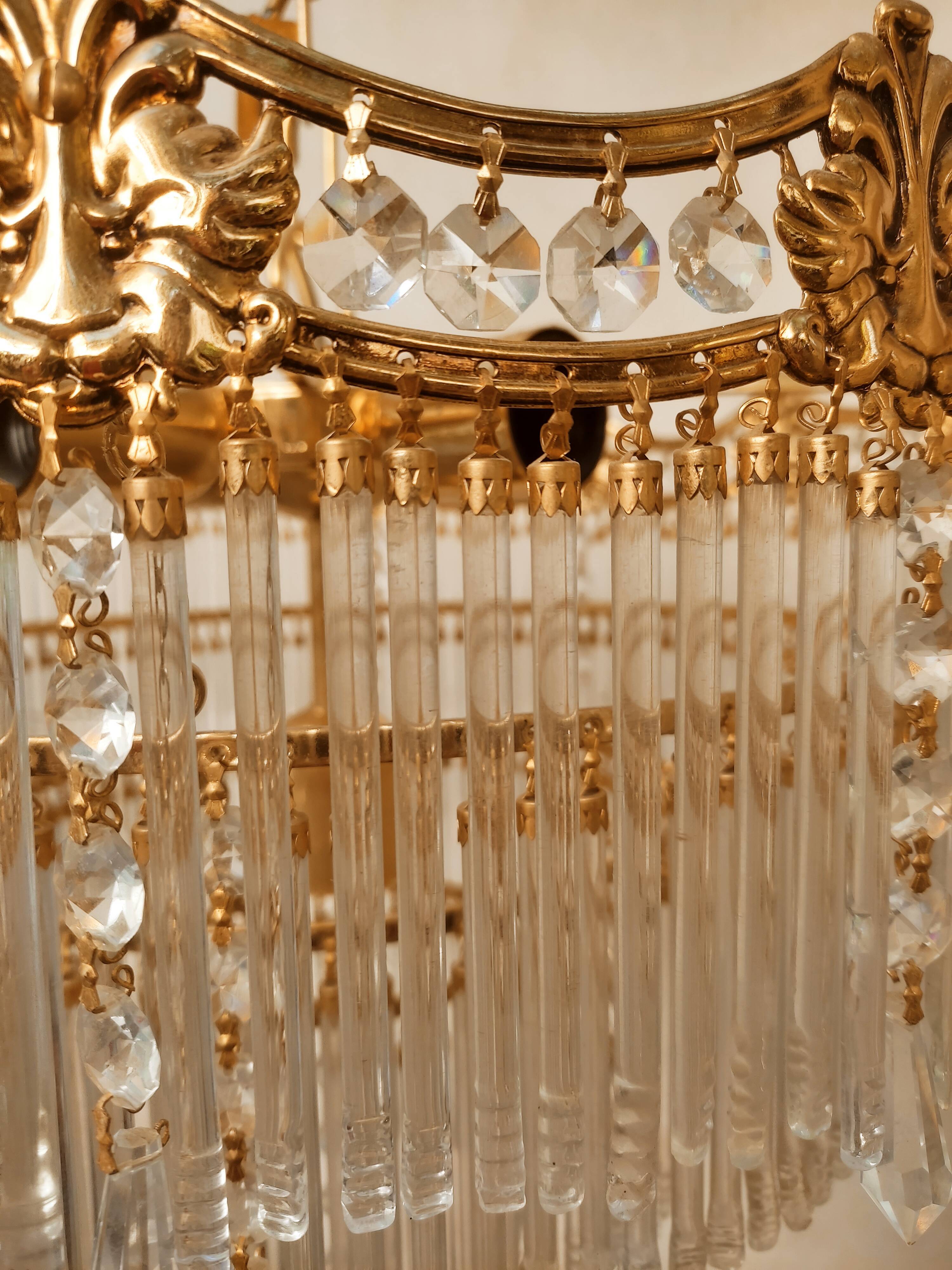 Glass and crystal waterfall chandelier