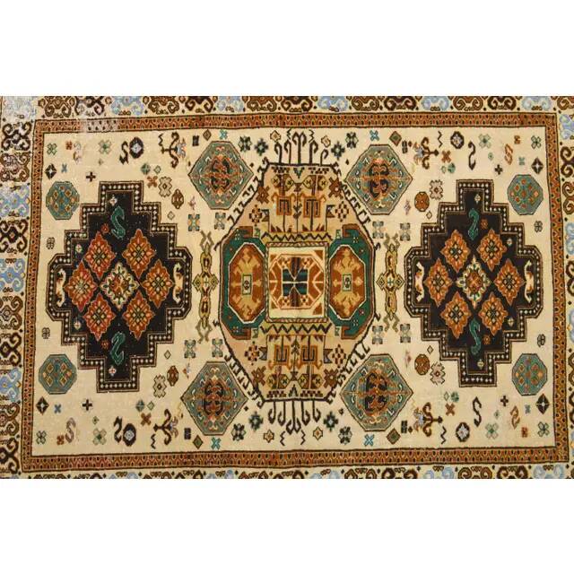 1970s Vintage Turkish Hand-Knotted Wool Cotton Yellow Area Rug 131x177