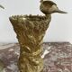 Pair of vases, solid bronze, gilded, early 20th century work, dove decoration, sheaf of wheat, art