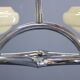 Art Deco chrome chandelier with cream opaline shades, Czechoslovakia, 1940s