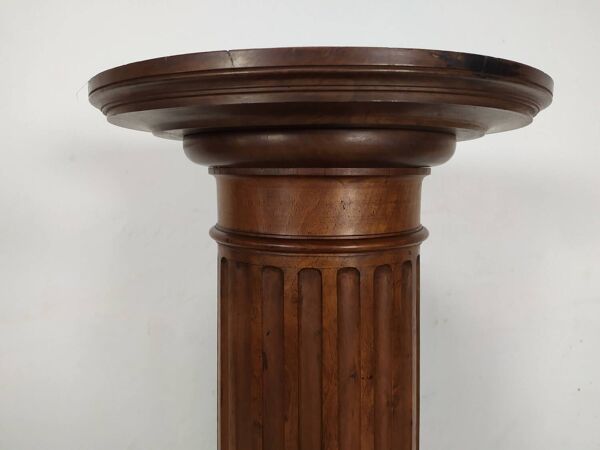 Sellette colonne antique noyer