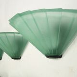 Set of six De Majo sconces in thick green murano glass. Italy 1980s