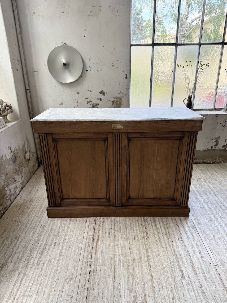 Oak and marble counter 1950