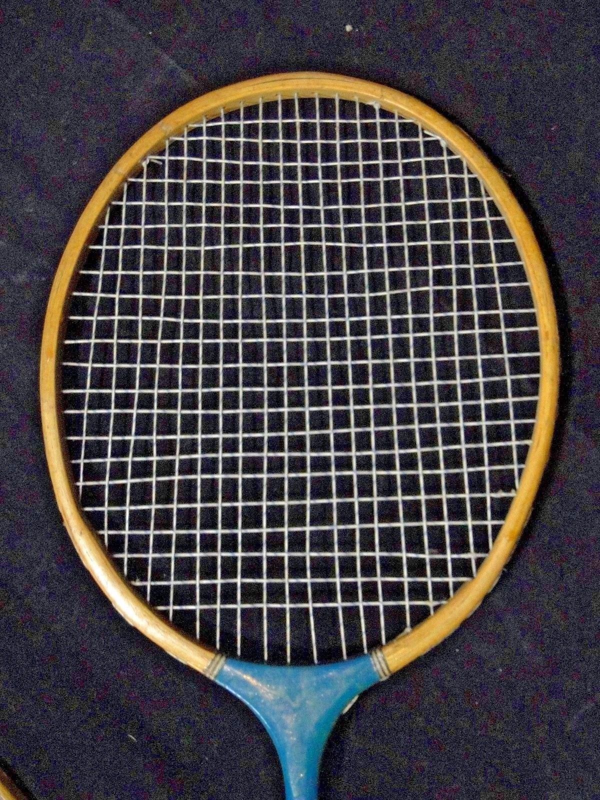 Two badminton rackets csi collector vintage wood and metal 1970