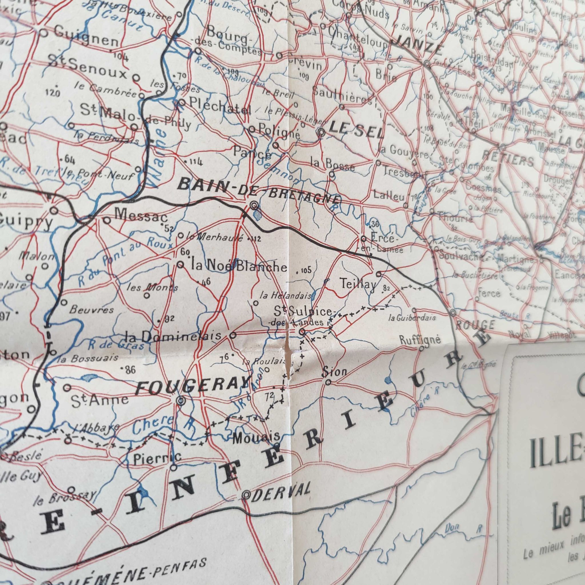 Carte ancienne France Bretagne Rennes St Malo