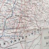 Old map France Brittany Rennes St Malo