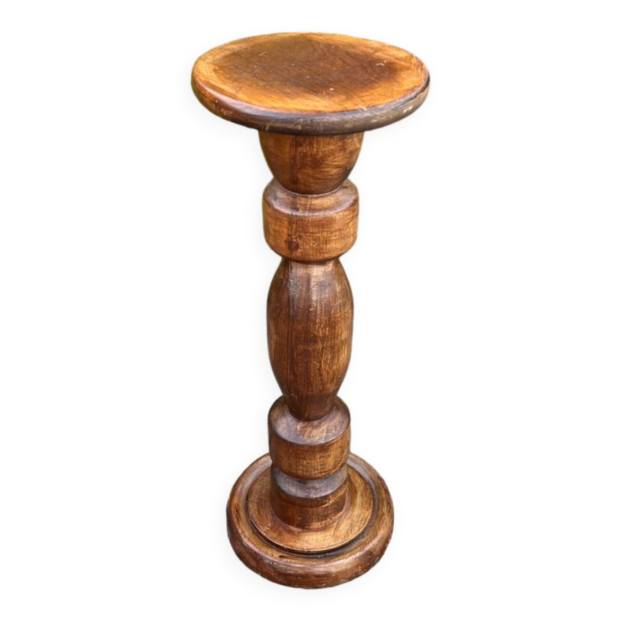 Vintage Wooden Plant Table, Tall Pedestal Side Table, Farmhouse Interior Style, Mid Century Furniture