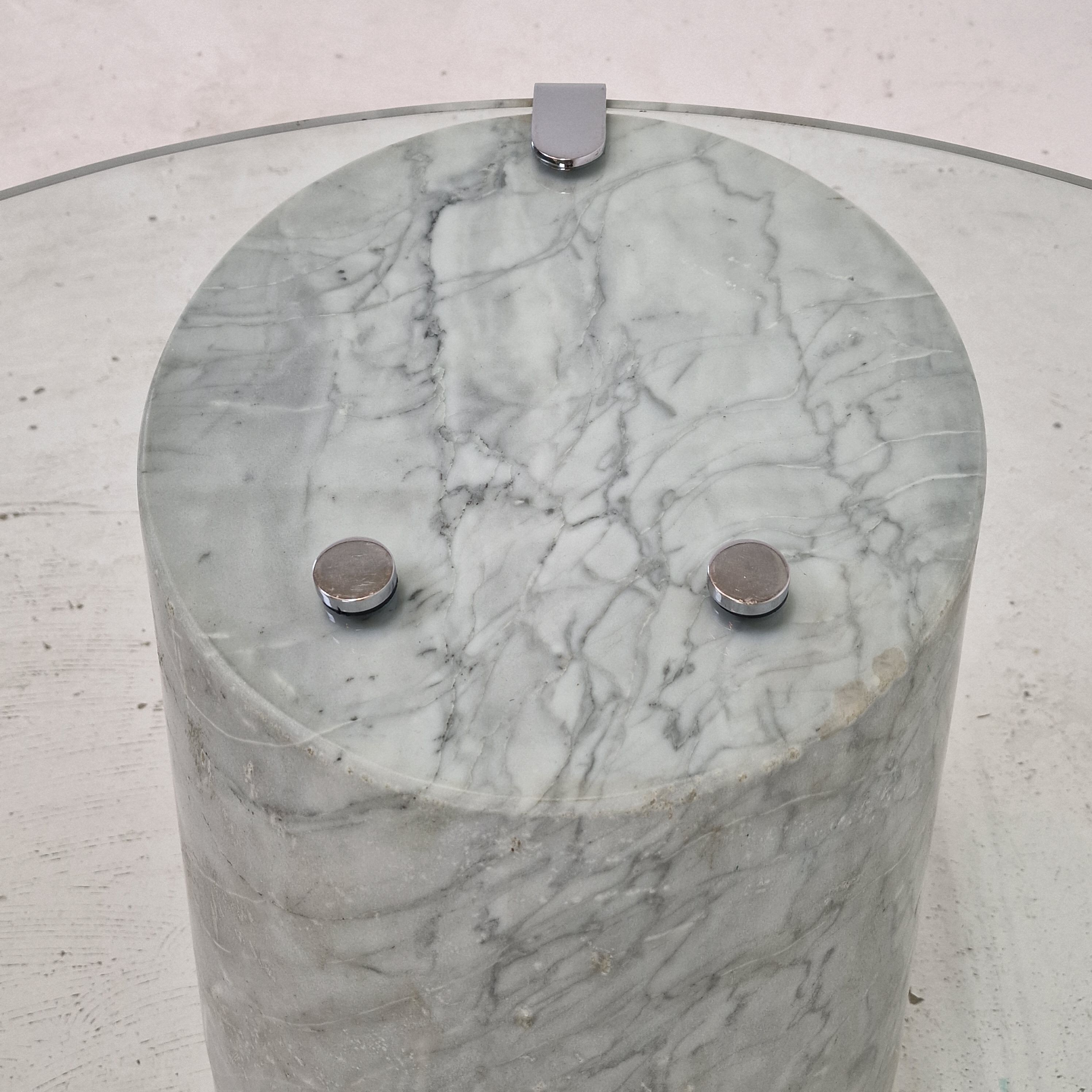 K1000 Glass & Carrara Marble Coffee Table Team Form AG, Ronald Schmitt, 1975