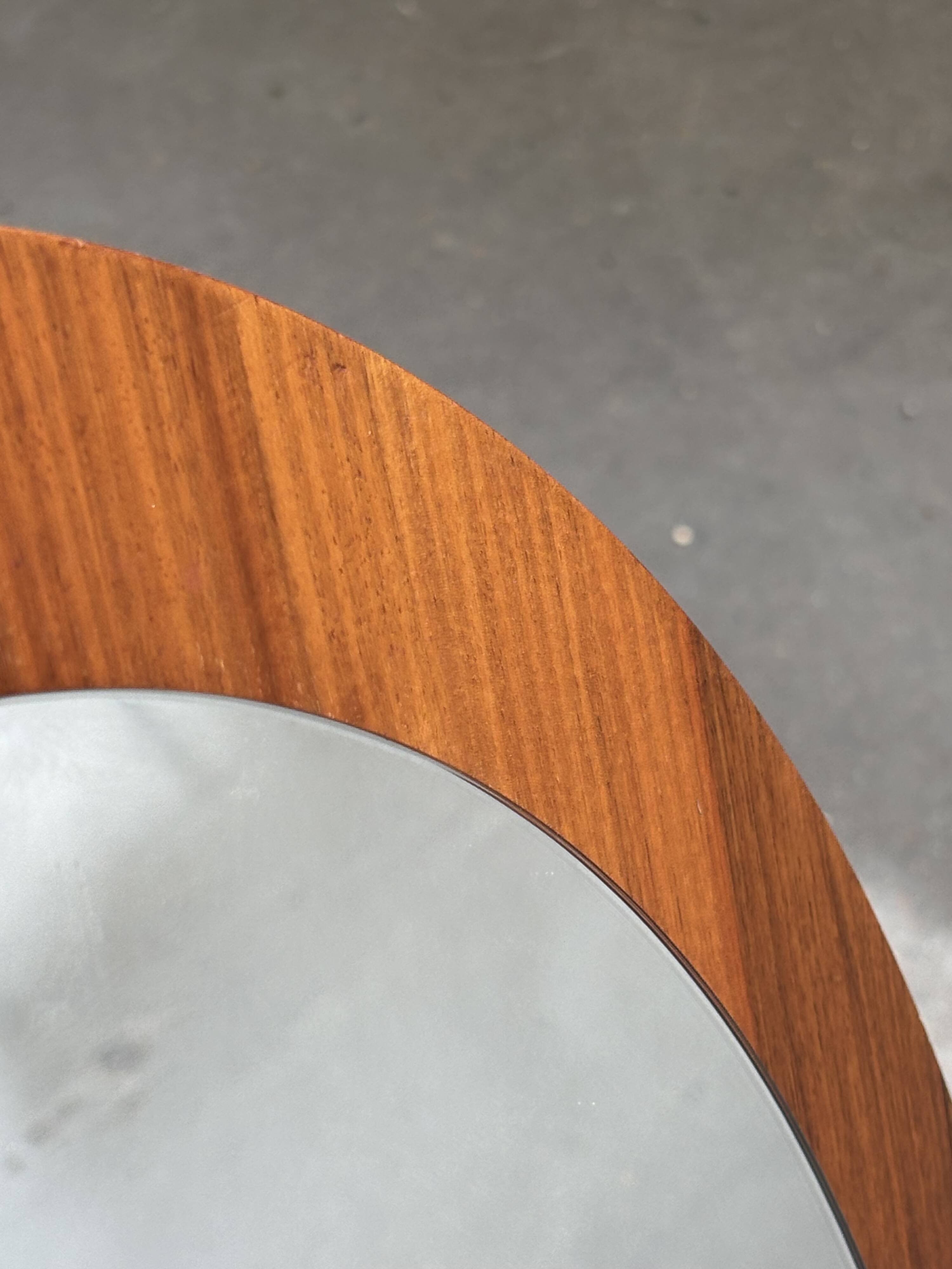 Vintage Round teak wall mirror 1970s wall mirror