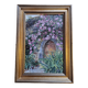 Oil on canvas signed flowered house golden frame