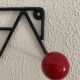 Vintage coat rack 1960 red balls 4 hooks - 44 x 13 cm