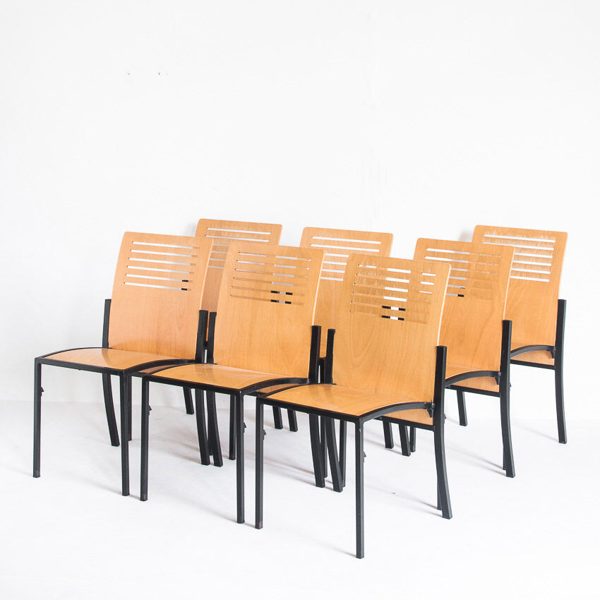 Set of 7 vintage Robert chairs by Thomas Albrecht for Atoll, Germany 1980