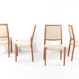 Set of four vintage chairs by Niels Otto Moller,  mid-century Denmark, teak, wool fabric, new upholstery on request