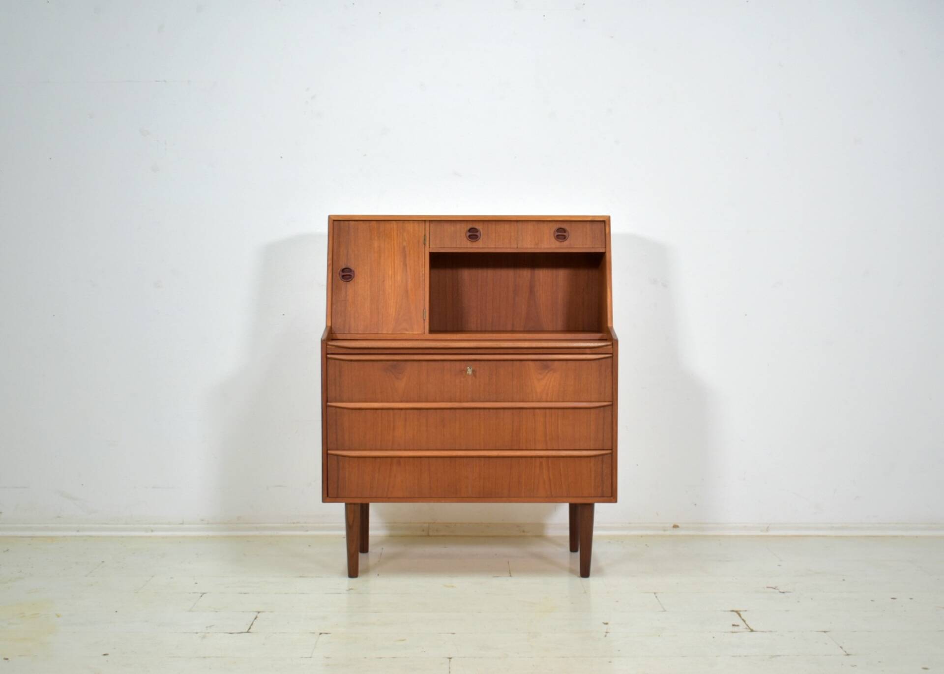 Danish sekretary teak 1960s vintage Scandinavian mid century