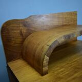 1930s Art Deco nightstands in walnut finish, Czechoslovakia